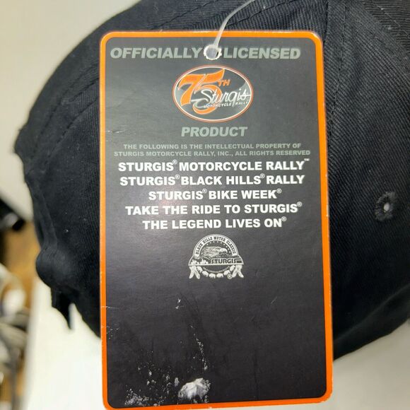 Sturgis Motorcycle Rally Hat Cap 75th 2015 Black Hills Strap Back NWT - Picture 6 of 11